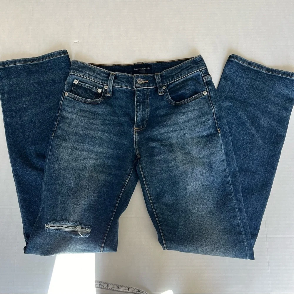 Lucky Brand Easy Rider Jean mid rise straight fit boot cut dark wash size 2 26 - Picture 7 of 16